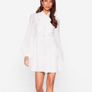 Nasty Gal White Long Sleeve Dress NWT
